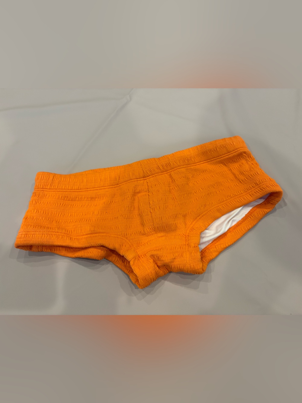 Men's Orange Swim Trunks - Textured Short Briefs